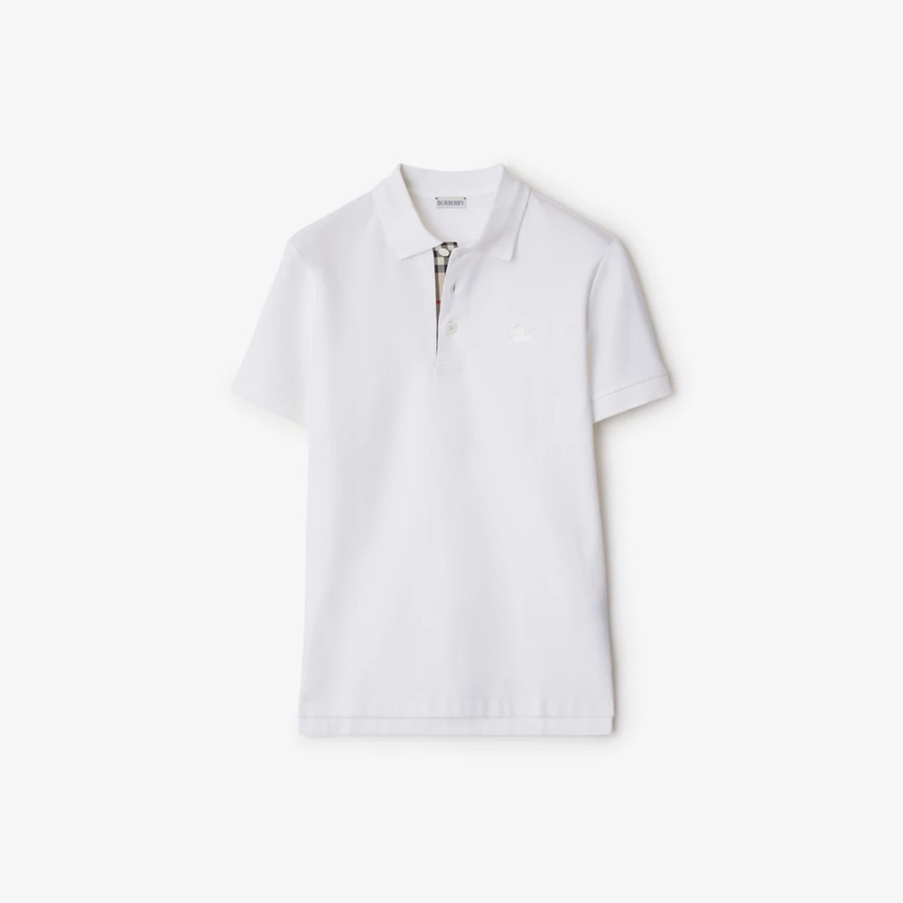 Burberry White Polo Shirt with Tan Accents
